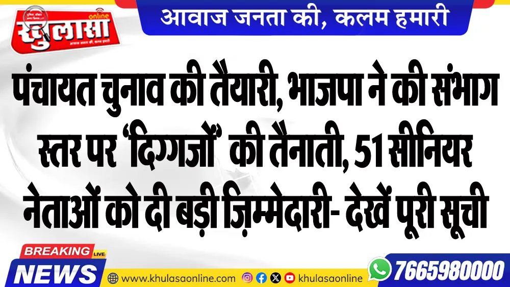 पंचायत चुनाव की तैयारी, भाजपा ने की संभाग स्तर पर ‘दिग्गजों’ की तैनाती, 51 सीनियर नेताओं को दी बड़ी जि़म्मेदारी- देखें पूरी सूची