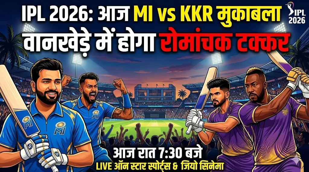 IPL 2026: आज MI vs KKR मुकाबला, वानखेड़े में होगा रोमांचक टक्कर