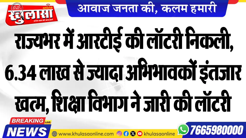 राज्यभर में आरटीई की लॉटरी निकली,6.34 लाख से ज्यादा अभिभावकों इंतजार खत्म, शिक्षा विभाग ने जारी की लॉटरी