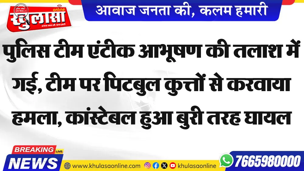 पुलिस टीम एंटीक आभूषण की तलाश में गई, टीम पर पिटबुल कुत्तों से करवाया हमला, कांस्टेबल हुआ बुरी तरह घायल