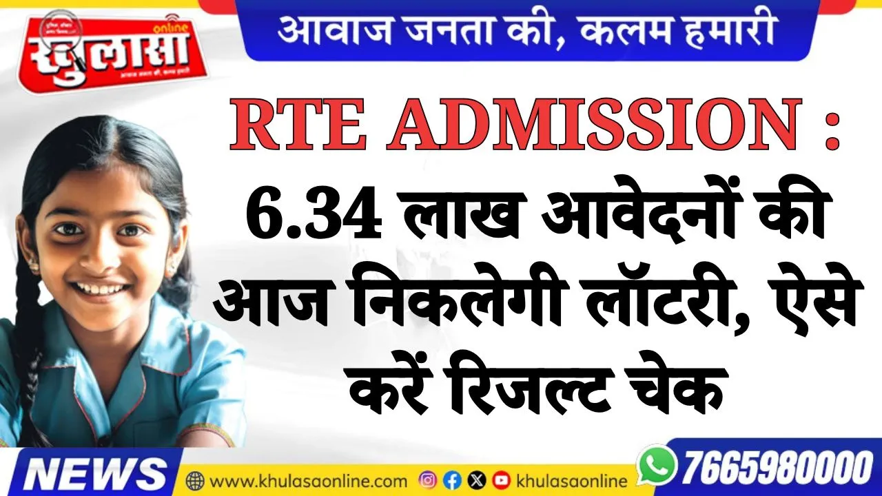 RTE Admission :6.34 लाख आवेदनों की आज निकलेगी लॉटरी, ऐसे करें रिजल्ट चेक
