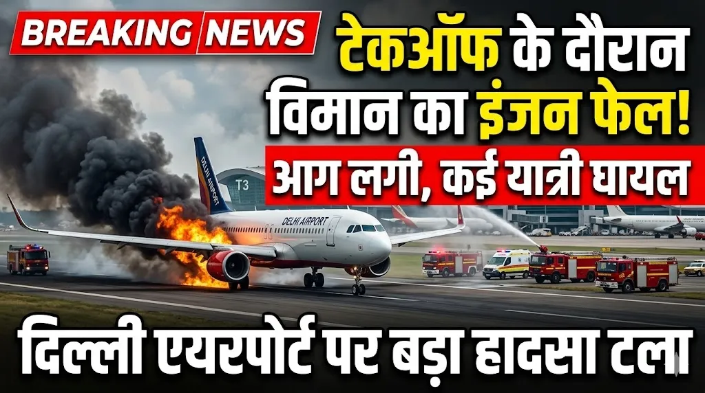 टेकऑफ के दौरान विमान का इंजन फेल,आग लगी, कई यात्री घायल,  दिल्ली एयरपोर्ट पर बड़ा हादसा टला