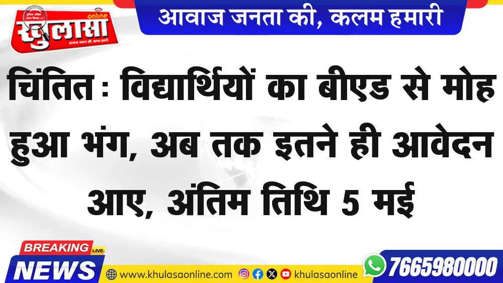चिंतित: विद्यार्थियों का बीएड से मोह हुआ भंग, अब तक इतने ही आवेदन आए, अंतिम तिथि 5 मई
