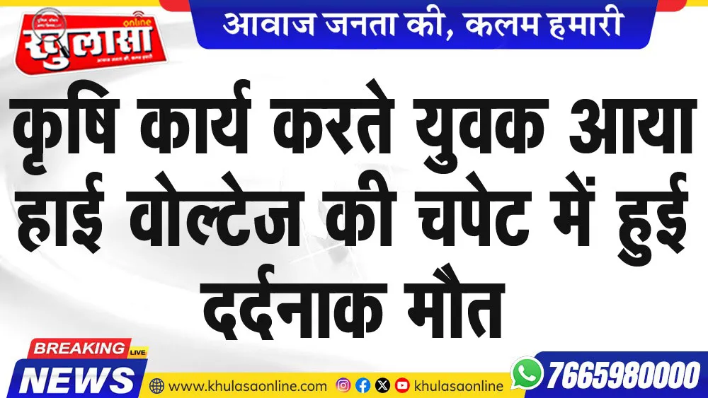 कृषि कार्य करते युवक आया हाई वोल्टेज की चपेट में हुई दर्दनाक मौत
