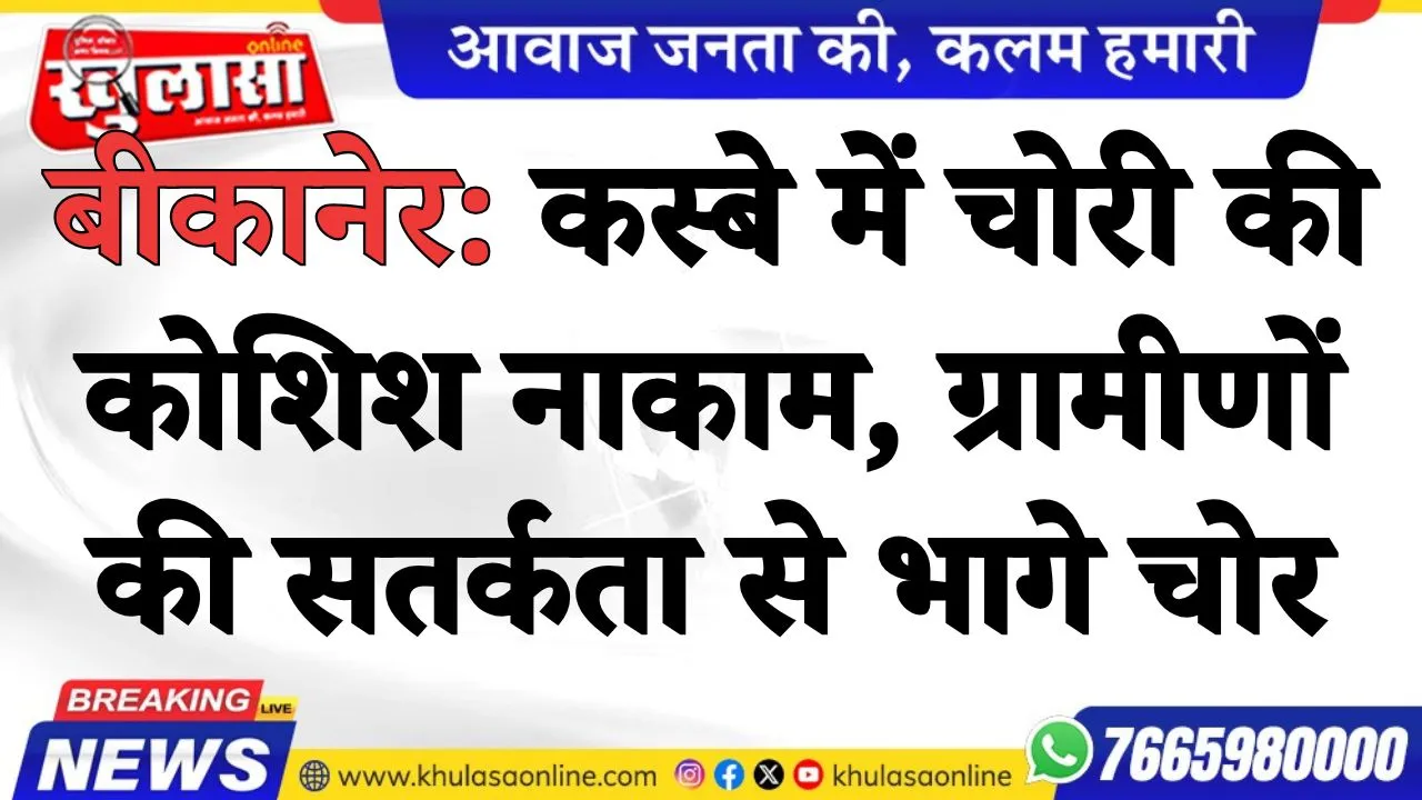 बीकानेर: कस्बे में चोरी की कोशिश नाकाम, ग्रामीणों की सतर्कता से भागे चोर