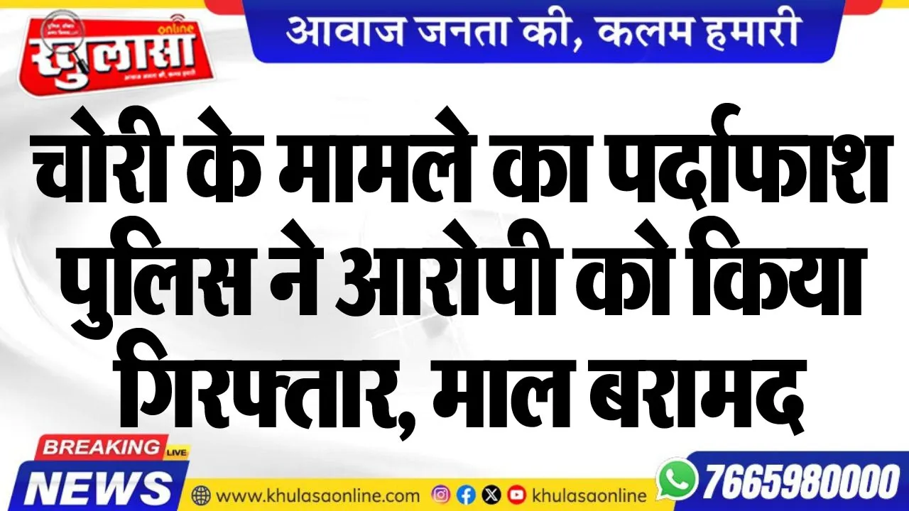 चोरी के मामले का पर्दाफाश, पुलिस ने आरोपी को किया गिरफ्तार, माल बरामद