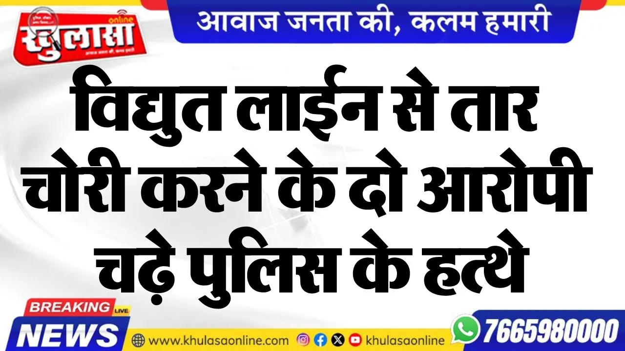 विद्युत लाईन से तार चोरी करने के दो आरोपी चढ़े पुलिस के हत्थे