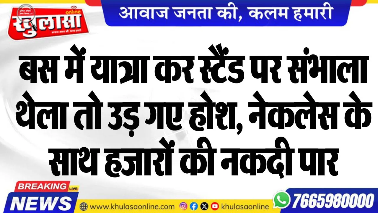 बस में यात्रा कर स्टैंड पर संभाला थेला तो उड़ गए होश, नेकलेस के साथ हजारों की नकदी पार