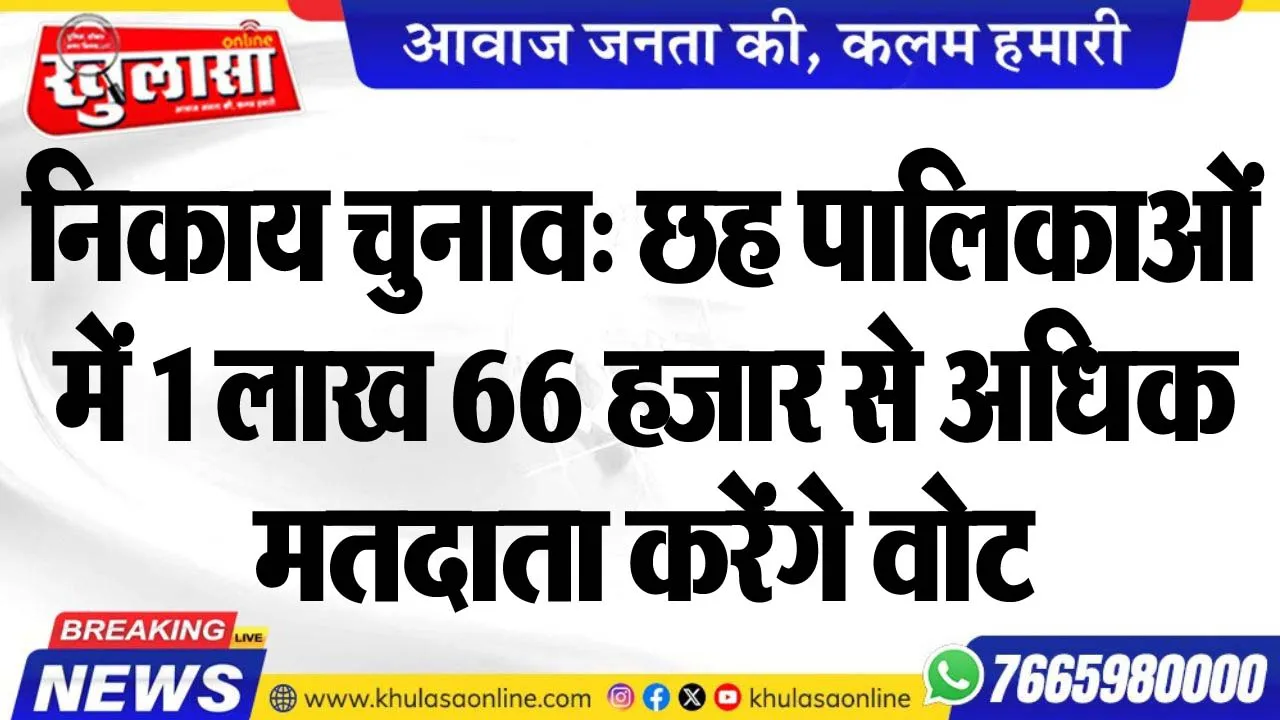 निकाय चुनाव: छह पालिकाओं में 1 लाख 66 हजार से अधिक मतदाता करेंगे वोट