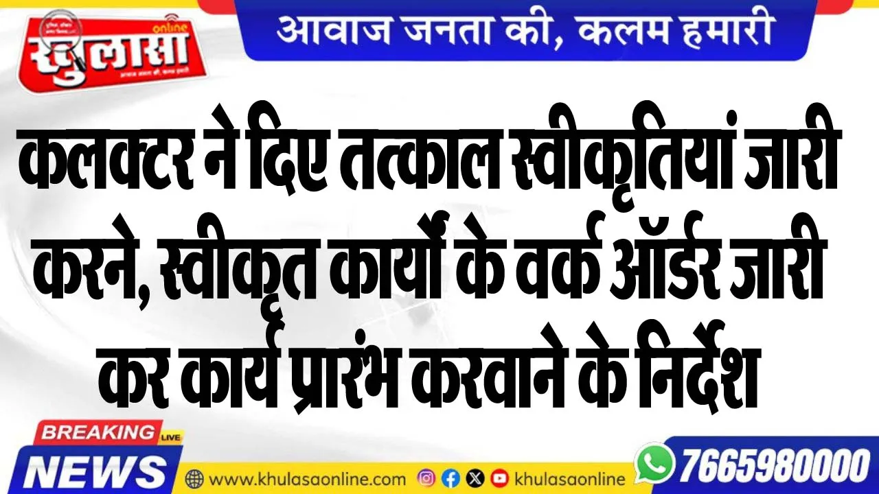 कलक्टर ने दिए तत्काल स्वीकृतियां जारी करने, स्वीकृत कार्यों के वर्क ऑर्डर जारी कर कार्य प्रारंभ करवाने के निर्देश