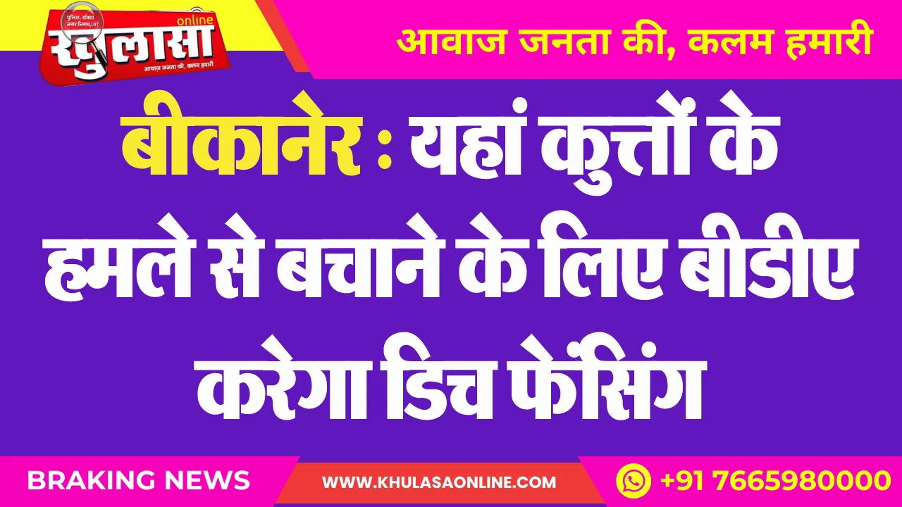 बीकानेर : यहां कुत्तों के हमले से बचाने के लिए बीडीए करेगा डिच फेंसिंग